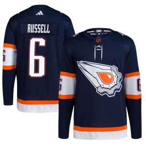 Kris Russell Youth Adidas Edmonton Oilers Authentic Navy Reverse Retro 2.0 Jersey