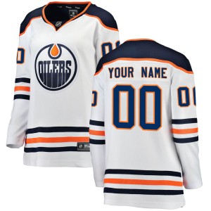 Custom Women's Fanatics Branded Edmonton Oilers Breakaway White Custom Away Jersey