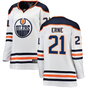 Adam Erne Women's Fanatics Branded Edmonton Oilers Breakaway White Away Jersey