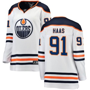 Gaetan Haas Women's Fanatics Branded Edmonton Oilers Breakaway White Away Jersey