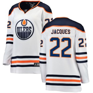 Jean-Francois Jacques Women's Fanatics Branded Edmonton Oilers Authentic White Away Breakaway Jersey