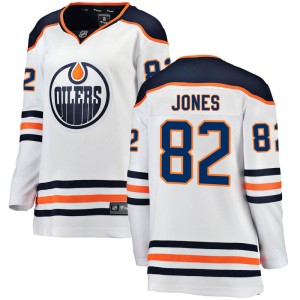 Caleb Jones Women's Fanatics Branded Edmonton Oilers Breakaway White Away Jersey