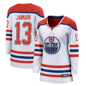 Mattias Janmark Women's Fanatics Branded Edmonton Oilers Breakaway White 2020/21 Special Edition Jersey