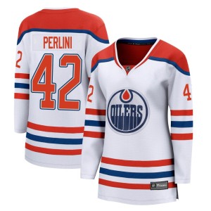 Brendan Perlini Women's Fanatics Branded Edmonton Oilers Breakaway White 2020/21 Special Edition Jersey