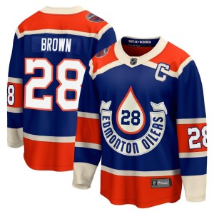 Connor Brown Men's Fanatics Branded Edmonton Oilers Premier Brown Breakaway Royal 2023 Heritage Classic Jersey