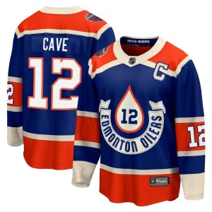 Colby Cave Men's Fanatics Branded Edmonton Oilers Premier Royal Breakaway 2023 Heritage Classic Jersey