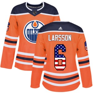 Adam Larsson Women's Adidas Edmonton Oilers Authentic Orange USA Flag Fashion Jersey