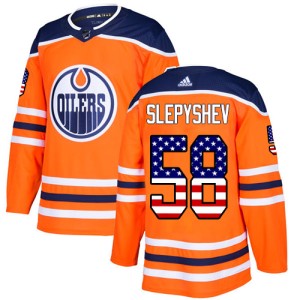 Anton Slepyshev Youth Adidas Edmonton Oilers Authentic Orange USA Flag Fashion Jersey