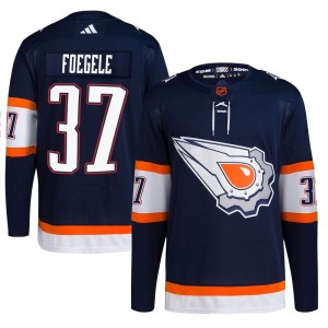 Warren Foegele Men's Adidas Edmonton Oilers Authentic Navy Reverse Retro 2.0 Jersey