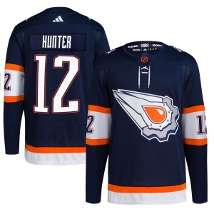 Dave Hunter Men's Adidas Edmonton Oilers Authentic Navy Reverse Retro 2.0 Jersey