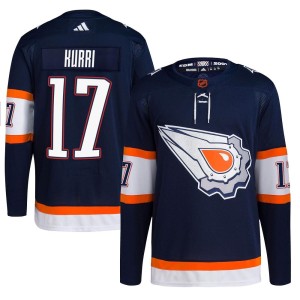 Jari Kurri Men's Adidas Edmonton Oilers Authentic Navy Reverse Retro 2.0 Jersey