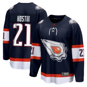 Klim Kostin Youth Fanatics Branded Edmonton Oilers Breakaway Navy Special Edition 2.0 Jersey