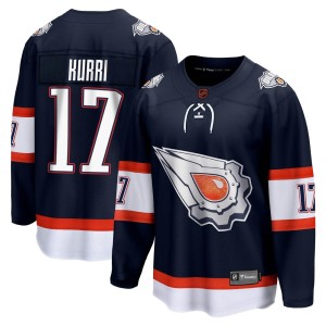 Jari Kurri Youth Fanatics Branded Edmonton Oilers Breakaway Navy Special Edition 2.0 Jersey