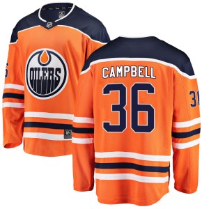 Jack Campbell Youth Fanatics Branded Edmonton Oilers Breakaway Orange Home Jersey