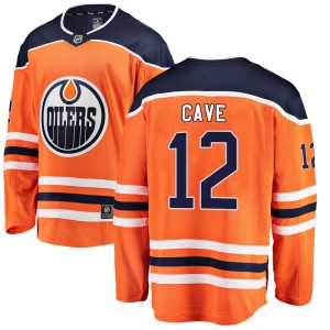 Colby Cave Youth Fanatics Branded Edmonton Oilers Breakaway Orange Home Jersey