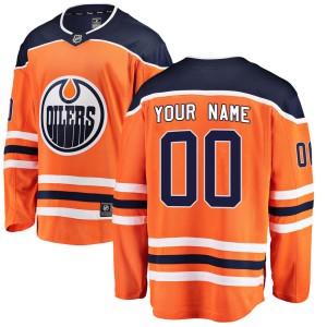 Custom Youth Fanatics Branded Edmonton Oilers Breakaway Orange Custom Home Jersey