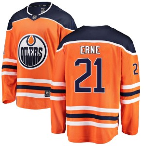 Adam Erne Youth Fanatics Branded Edmonton Oilers Breakaway Orange Home Jersey