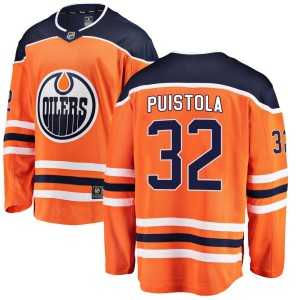 Patrik Puistola Youth Fanatics Branded Edmonton Oilers Breakaway Orange Home Jersey