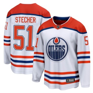 Troy Stecher Youth Fanatics Branded Edmonton Oilers Breakaway White 2020/21 Special Edition Jersey