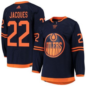 Jean-Francois Jacques Men's Adidas Edmonton Oilers Authentic Navy Alternate Primegreen Pro Jersey