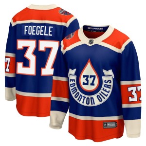 Warren Foegele Youth Fanatics Branded Edmonton Oilers Premier Royal Breakaway 2023 Heritage Classic Jersey