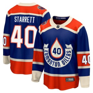 Shane Starrett Youth Fanatics Branded Edmonton Oilers Premier Royal Breakaway 2023 Heritage Classic Jersey
