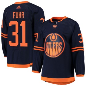 Grant Fuhr Youth Adidas Edmonton Oilers Authentic Navy Alternate Primegreen Pro Jersey