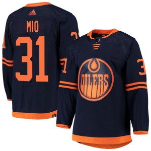 Eddie Mio Youth Adidas Edmonton Oilers Authentic Navy Alternate Primegreen Pro Jersey