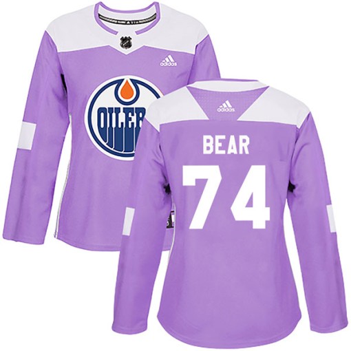 Ethan Bear Women S Adidas Edmonton Oilers Authentic Purple Fights Cancer Practice Jersey