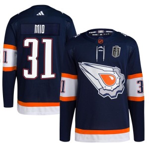 Eddie Mio Youth Adidas Edmonton Oilers Authentic Navy Reverse Retro 2.0 2024 Stanley Cup Final Jersey