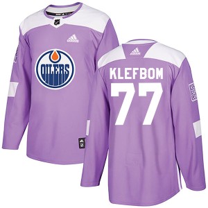 Oscar Klefbom Men's Adidas Edmonton Oilers Authentic Purple Fights Cancer Practice Jersey