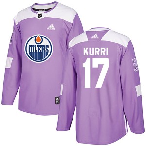 Jari Kurri Men's Adidas Edmonton Oilers Authentic Purple Fights Cancer Practice Jersey