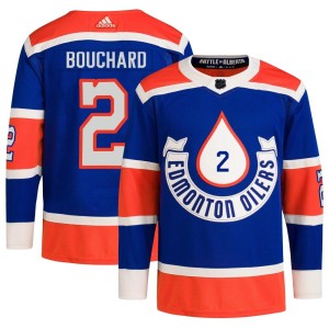 Evan Bouchard Men's Adidas Edmonton Oilers Authentic Royal 2023 Heritage Classic Primegreen Jersey