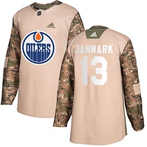 Mattias Janmark Men's Adidas Edmonton Oilers Authentic Camo Veterans Day Practice Jersey