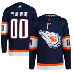 Custom Youth Adidas Edmonton Oilers Authentic Navy Custom Reverse Retro 2.0 Jersey