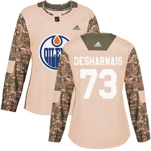 Vincent Desharnais Women's Adidas Edmonton Oilers Authentic Camo Veterans Day Practice Jersey