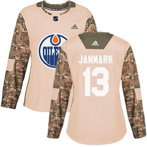 Mattias Janmark Women's Adidas Edmonton Oilers Authentic Camo Veterans Day Practice Jersey