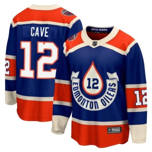 Colby Cave Men's Fanatics Branded Edmonton Oilers Premier Royal Breakaway 2023 Heritage Classic Jersey